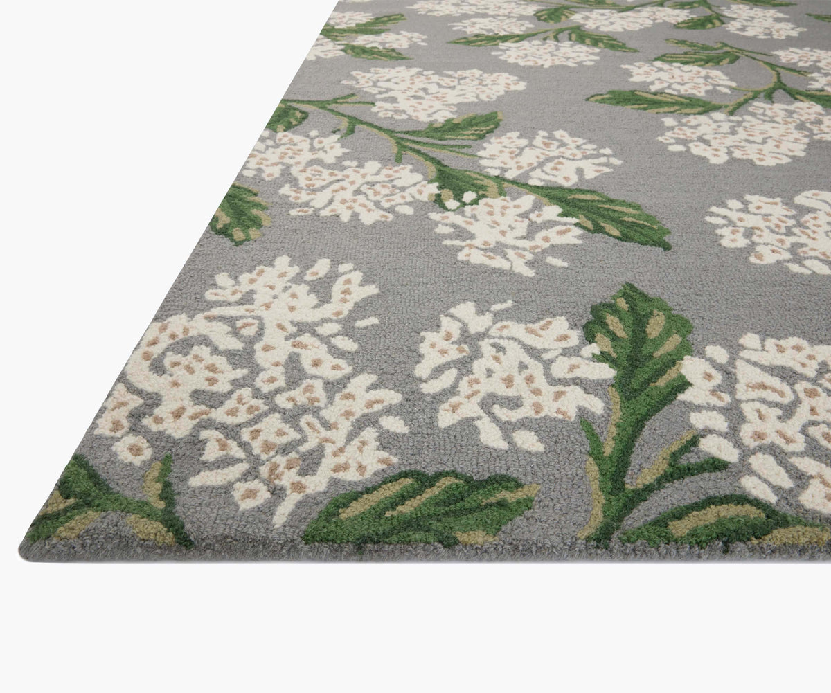 Joie Hydrangea Wool-Hooked Rug - Grey