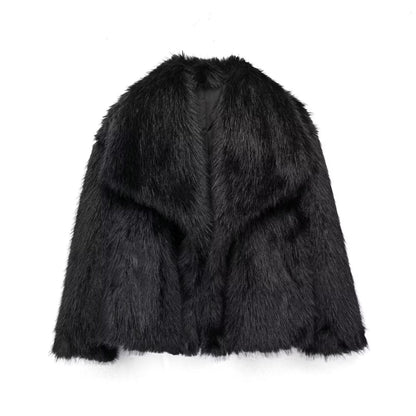 Women's Fluffy Plush Lapel Coat