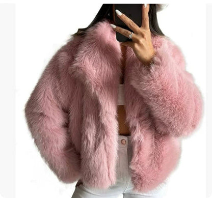 Women's Fluffy Plush Lapel Coat