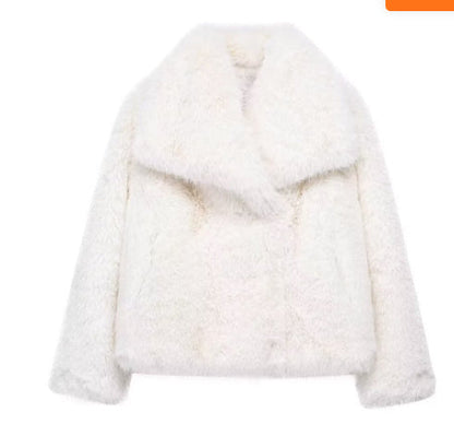 Women's Fluffy Plush Lapel Coat