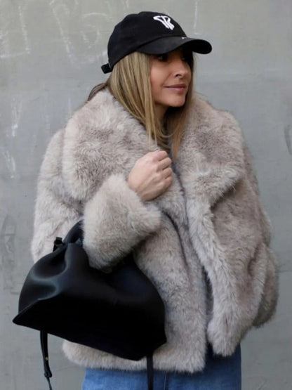 Women's Fluffy Plush Lapel Coat