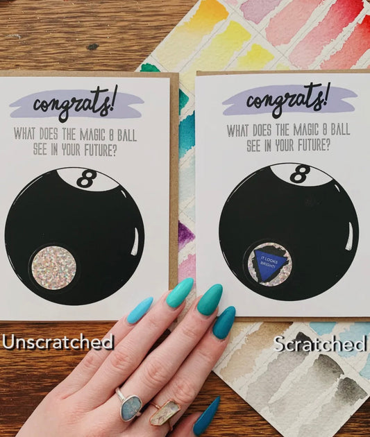 scratch-off magic 8 ball greeting card
