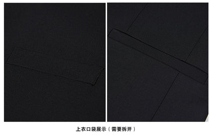 Classic Men Business Chinese Mountain Suit Suit Set 2-Piece High Quality Wedding Party Dress Set Black Navy Wine Red Suit+pant
