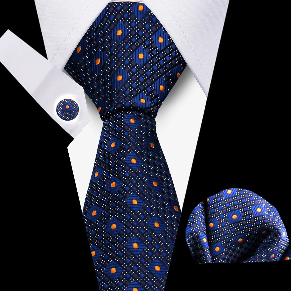 Tie For Men Classic Plaid Handkerchiefs Red Necktie Cufflinks For Men Blouse Business Wedding Accessories Women Collar Man Gift