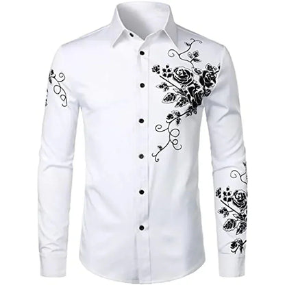 3D printed long sleeved ultra-fine fiber blended men's fashionable and handsome clothing casual shirt