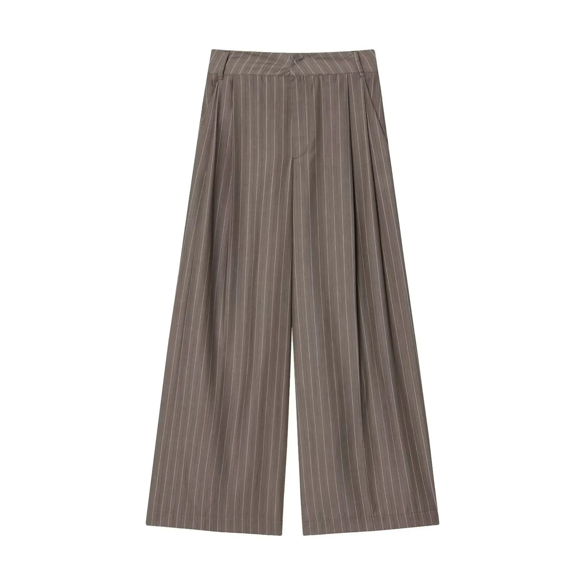 Office Lady Chic Brown Suits V Neck Striped Loose Blazer High Waist Wide Leg Pants Fashion Casual Women Suits Костюм Офисный