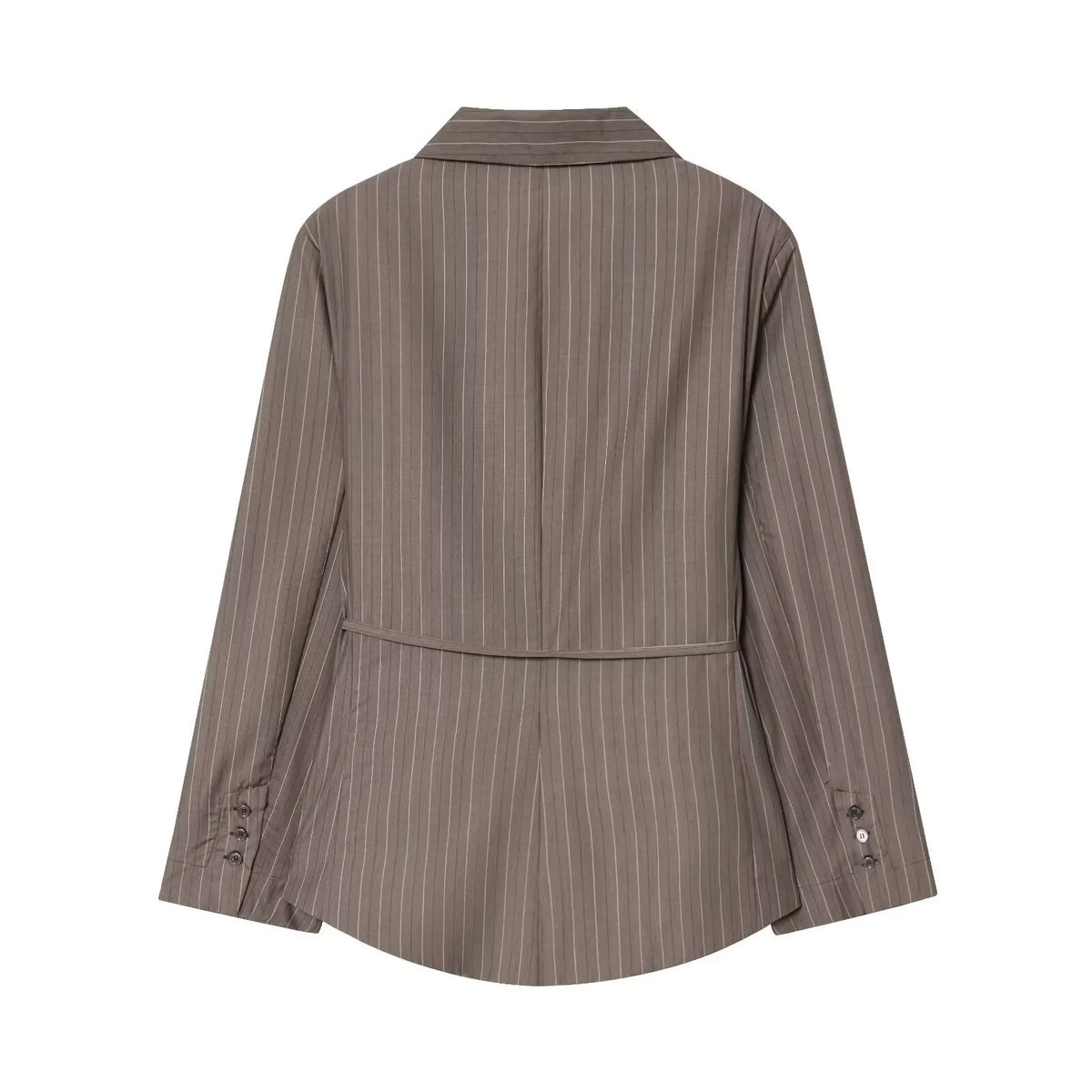 Office Lady Chic Brown Suits V Neck Striped Loose Blazer High Waist Wide Leg Pants Fashion Casual Women Suits Костюм Офисный