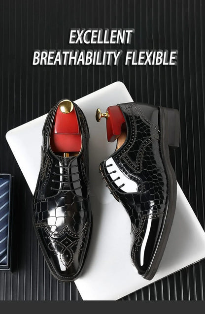 Men casual leather shoes business oxford shoes men brogue formal shoes genuine leather formal men brogue shoes