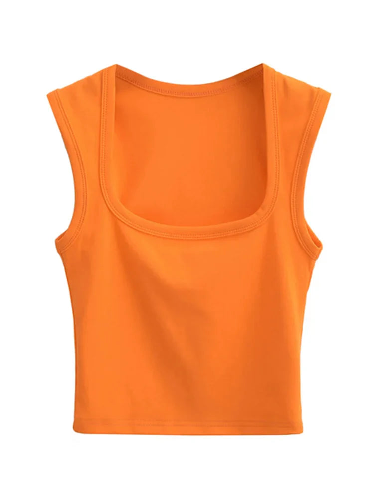 Deep Square Collar Vests 2023 Summer New Fashion Sexy Women's Crop Tops Sling Vest Camis