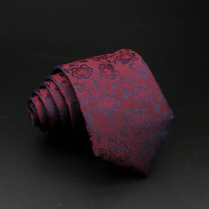 New Style Fashion Jacquard Floral Paisley Necktie Polyester Male Narrow Red Blue Tie Suit Shirt Gift For Men Accessory Gravatas