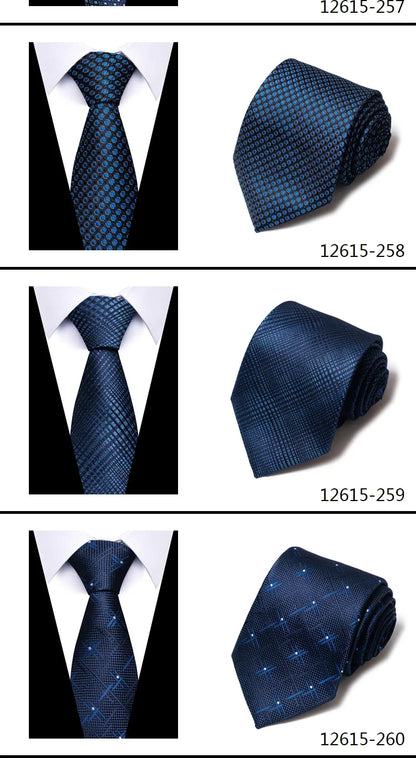 Hot Sale Brand New Style Tie Blue Golden Stripe Suit Accessories Necktie Men Gravata Fit Wedding Holiday Present
