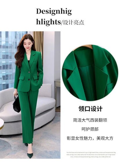 Fashion Casual Pants Suit the New Korean Pop Lapel Loose Pants Blouse Professional Suit Two-piece Women Elegant Set