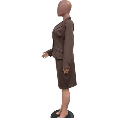 BWQ Women's Set Full Sleeve Button Blazer + Skirts Suit 2025 Winter Casual Streetwear Two 2 Piece Set Africa OL Work Outfits