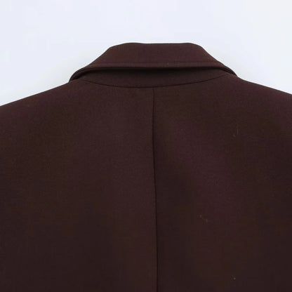 KONDALA Chic Casual Solid Women Suit Pockets Button Blazer Straight Loose Pants Zipper Skirt New Fashion 2025 Autumn Winter Sets