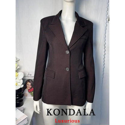 KONDALA Chic Casual Solid Women Suit Pockets Button Blazer Straight Loose Pants Zipper Skirt New Fashion 2025 Autumn Winter Sets