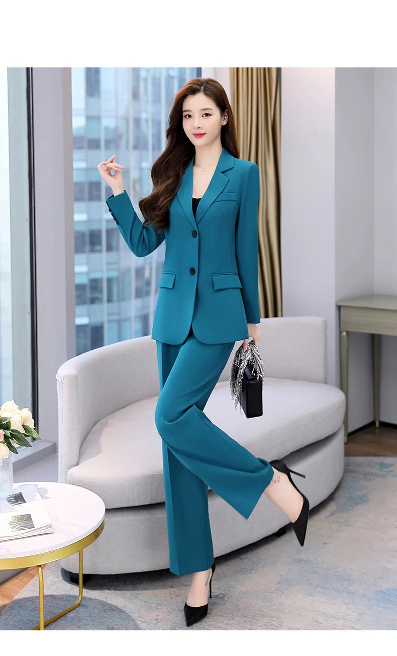Fashion Casual Pants Suit the New Korean Pop Lapel Loose Pants Blouse Professional Suit Two-piece Women Elegant Set