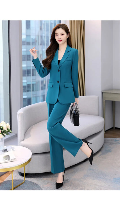 Fashion Casual Pants Suit the New Korean Pop Lapel Loose Pants Blouse Professional Suit Two-piece Women Elegant Set