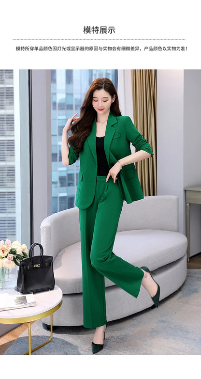 Fashion Casual Pants Suit the New Korean Pop Lapel Loose Pants Blouse Professional Suit Two-piece Women Elegant Set