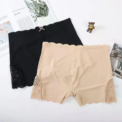 Sexy Lace Edge Soft Seamless Safety Short Pants Summer Under Skirt Shorts Modal Ice Silk Breathable Short Tights Women Underwear