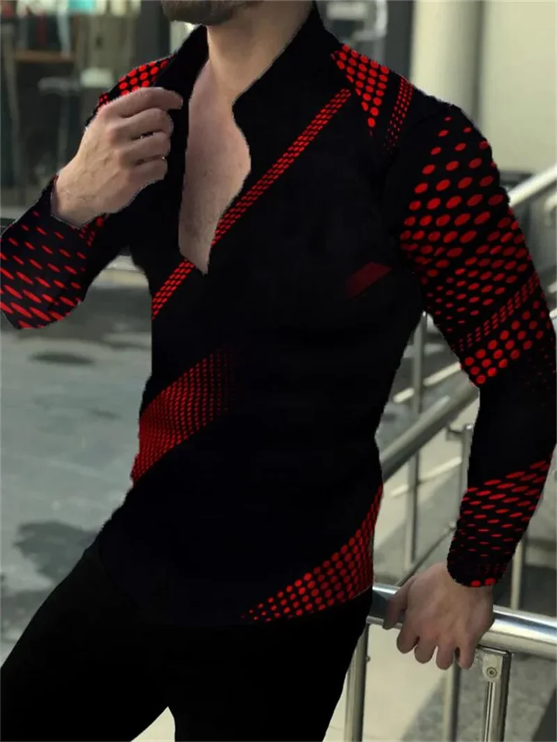3D printed long sleeved ultra-fine fiber blended men's fashionable and handsome clothing casual shirt