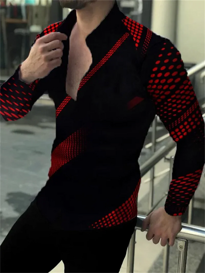 3D printed long sleeved ultra-fine fiber blended men's fashionable and handsome clothing casual shirt