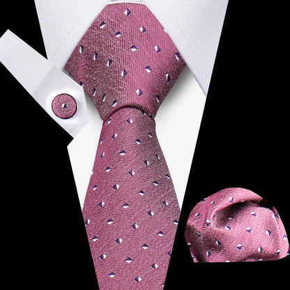 Tie For Men Classic Plaid Handkerchiefs Red Necktie Cufflinks For Men Blouse Business Wedding Accessories Women Collar Man Gift