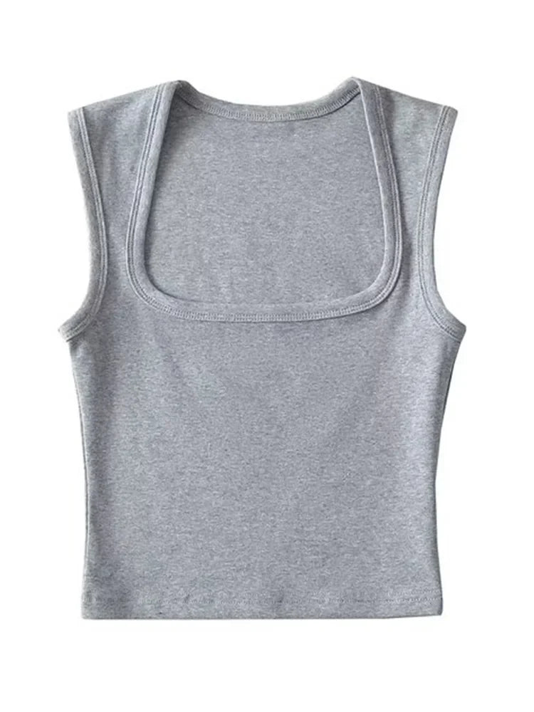 Deep Square Collar Vests 2023 Summer New Fashion Sexy Women's Crop Tops Sling Vest Camis