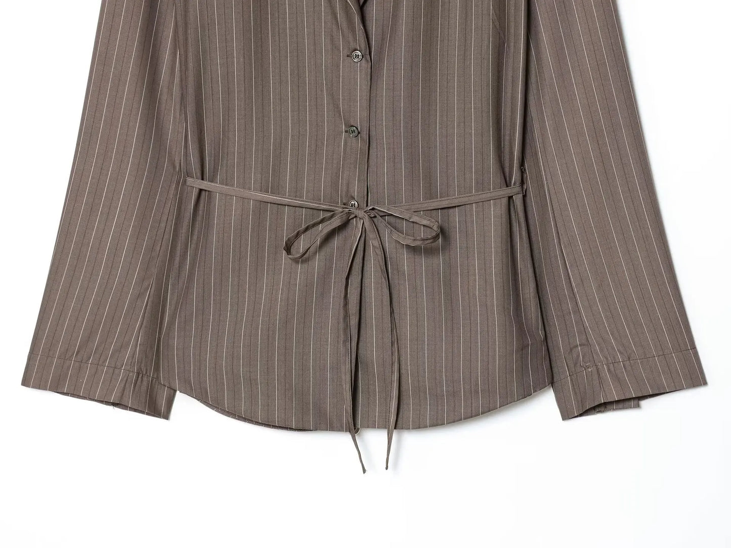 Office Lady Chic Brown Suits V Neck Striped Loose Blazer High Waist Wide Leg Pants Fashion Casual Women Suits Костюм Офисный