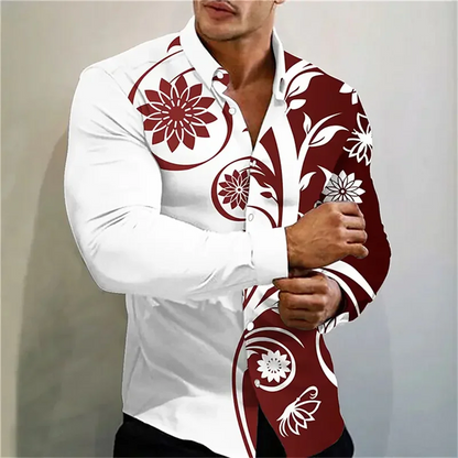 3D printed long sleeved ultra-fine fiber blended men's fashionable and handsome clothing casual shirt