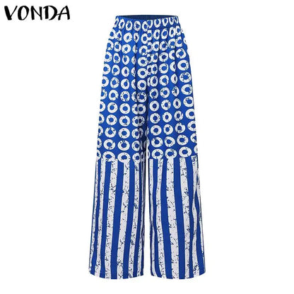 Plus Size 5XL VONDA Women Matching Sets 2024 Fashion Long Sleeve Suits Polka Dot Striped Shirts And Elastic Waist Pant Sets