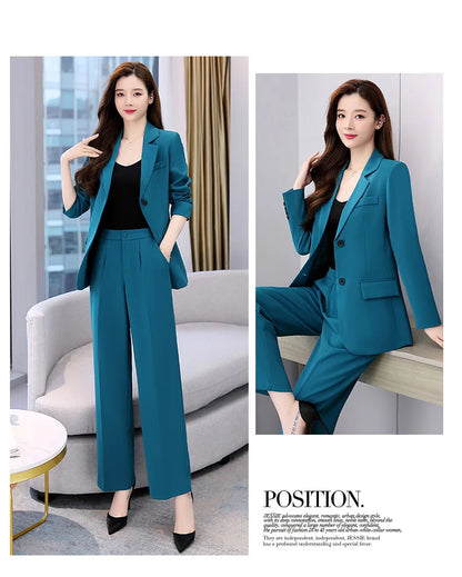 Fashion Casual Pants Suit the New Korean Pop Lapel Loose Pants Blouse Professional Suit Two-piece Women Elegant Set
