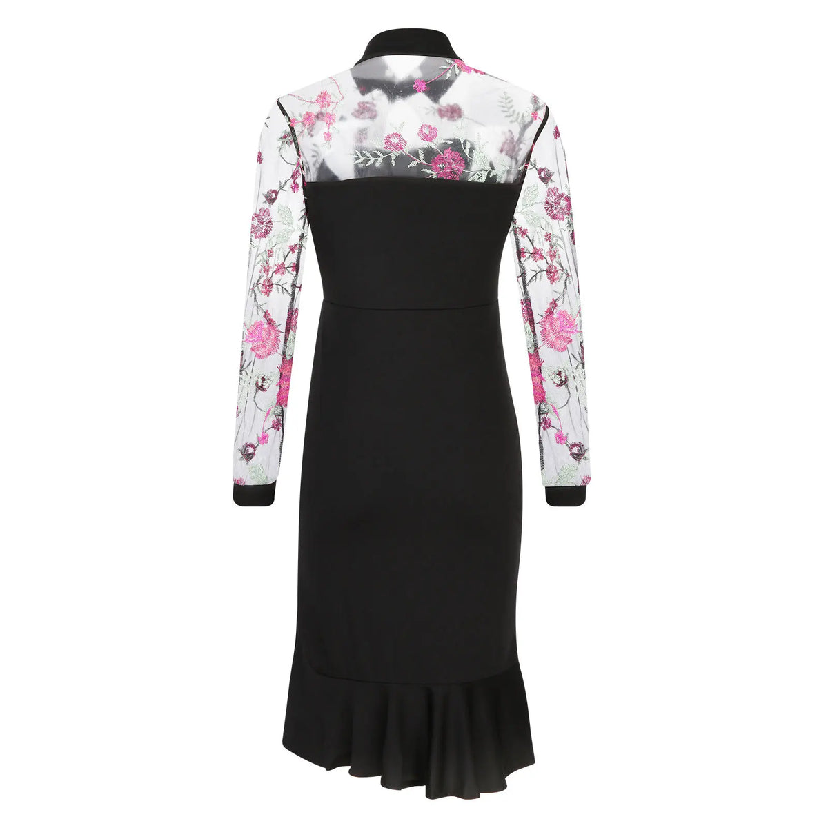 Spring Summer Sexy Mesh Ruffle Dress 2024 Wome Long Sleeve Irregularity Midi Dress Fashion Print Elegant Party Dresses