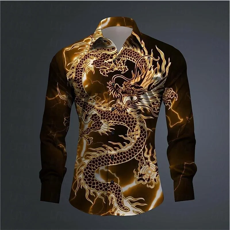 3D printed long sleeved ultra-fine fiber blended men's fashionable and handsome clothing casual shirt