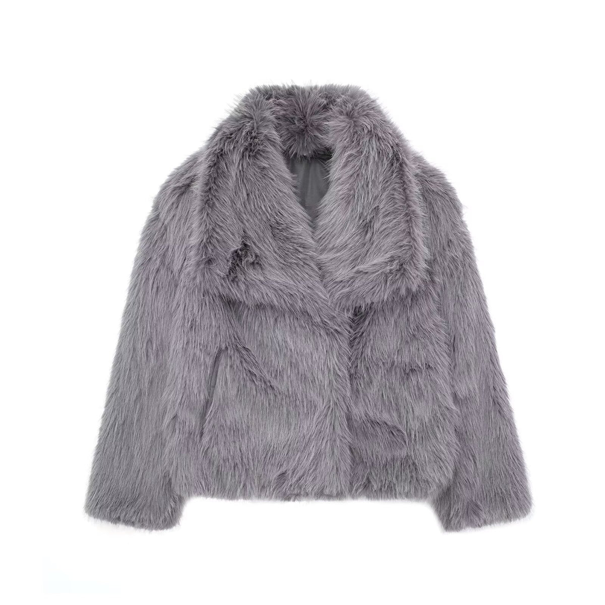 Women's Fluffy Plush Lapel Coat