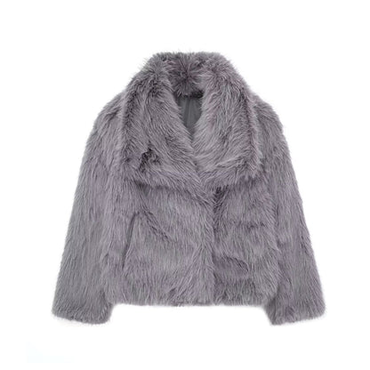 Women's Fluffy Plush Lapel Coat