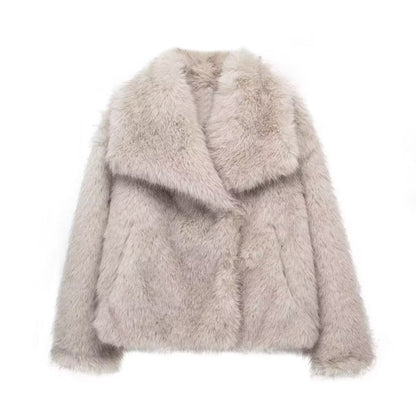 Women's Fluffy Plush Lapel Coat