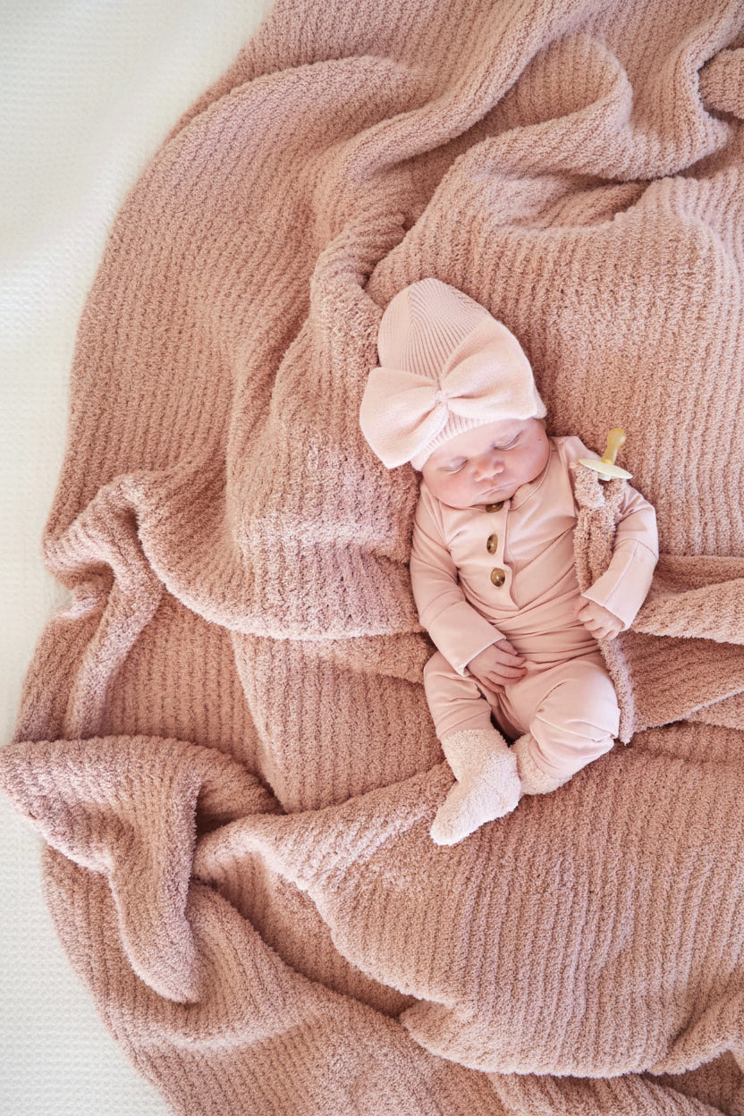 CuddleLane™ Luxe Waffle Blankets | Wild Rose